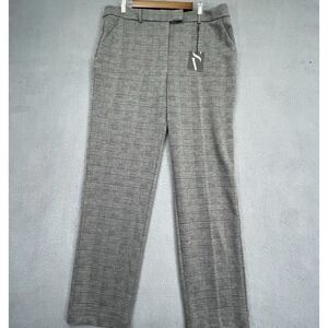 NWT Simply Vera Wang Pants 16 LONG High Rise Straight Stretch Slacks Plaid Twill